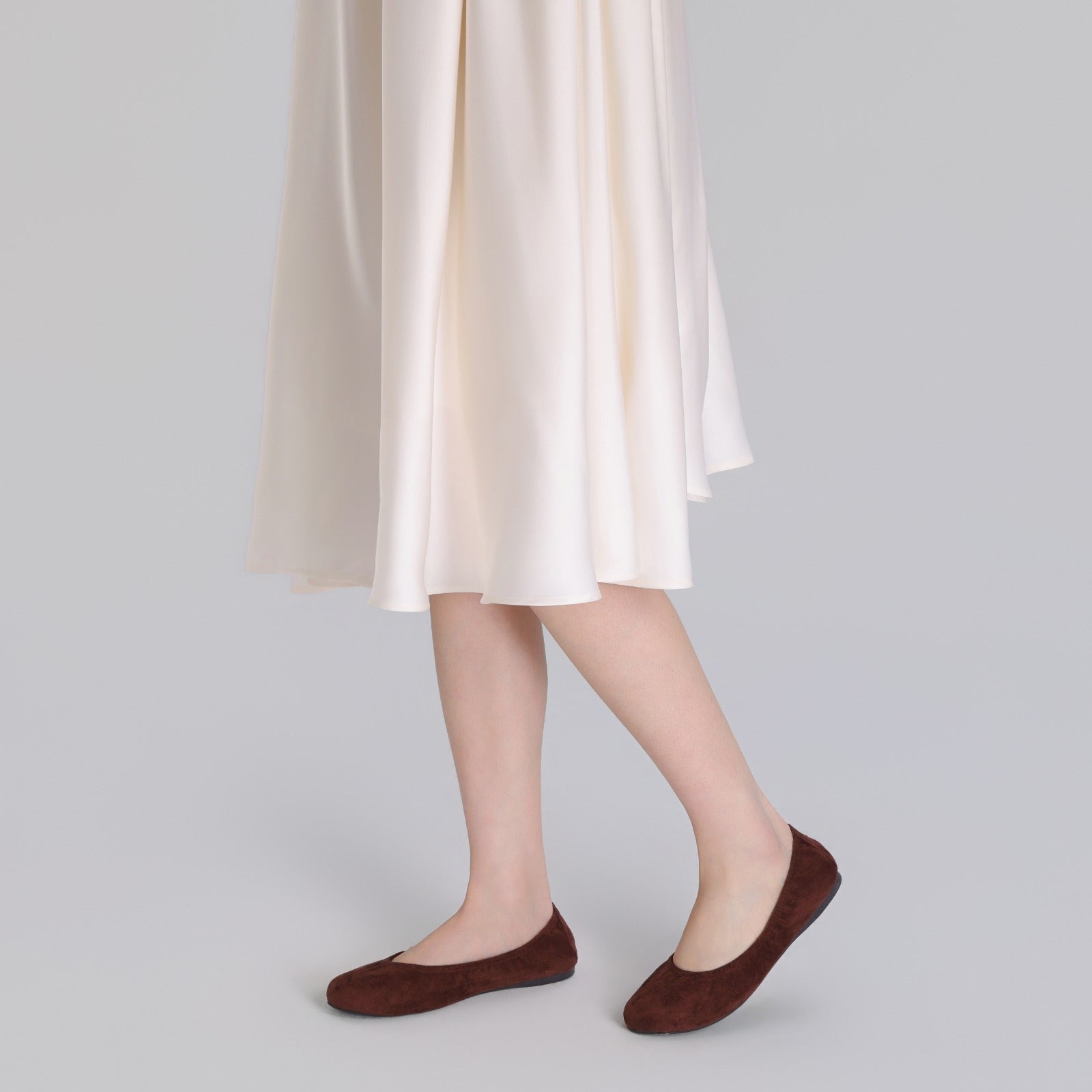 Burgundy Suede Elastic Ballet Flats - shopaleena