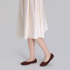Burgundy Suede Elastic Ballet Flats - shopaleena