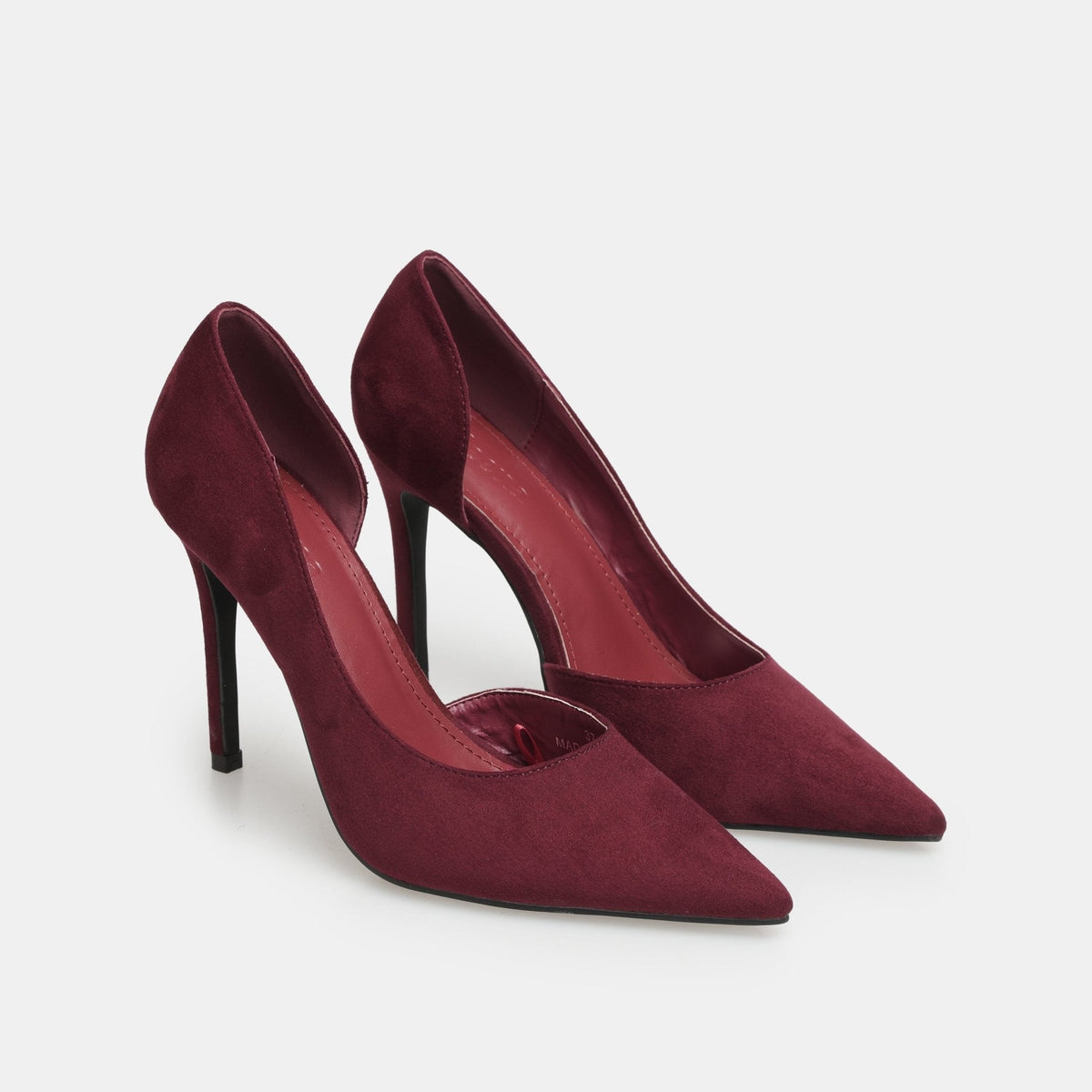 Burgundy Suede Pointed Toe Pumps - shopaleena