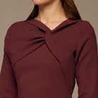 Burgundy Twisted Neck Crepe Maxi Dress - shopaleena