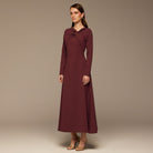 Burgundy Twisted Neck Crepe Maxi Dress - shopaleena