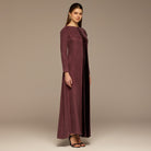 Burgundy Two Tone Velvet - Cupro Maxi Dress - shopaleena
