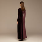 Burgundy Two Tone Velvet - Cupro Maxi Dress - shopaleena