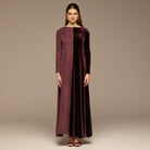 Burgundy Two Tone Velvet - Cupro Maxi Dress - shopaleena