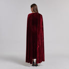 Burgundy Velvet Cape Maxi Dress - shopaleena