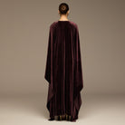 Burgundy Velvet Dress & Draped Cape Set - shopaleena