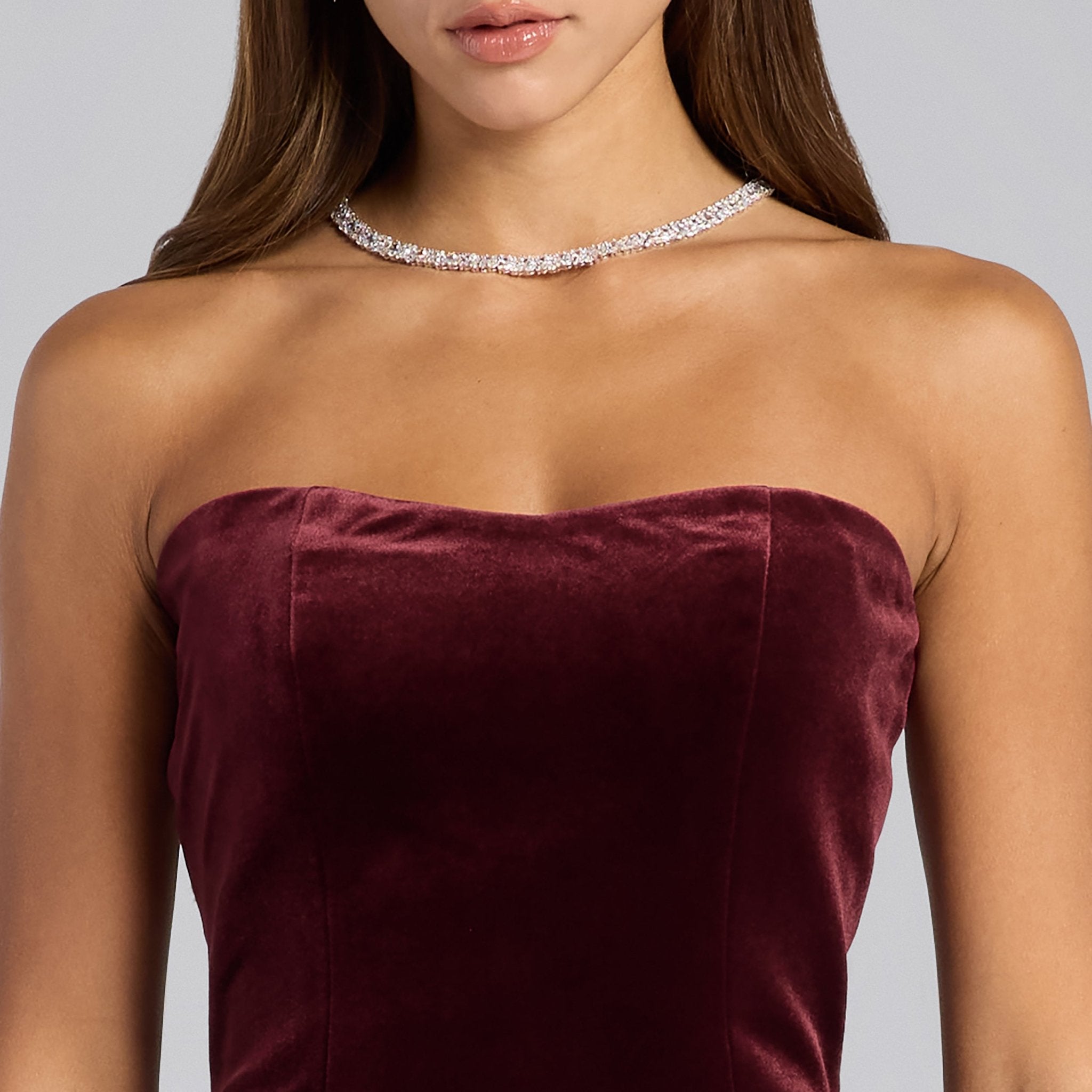 Burgundy Velvet Dress with Voluminous Chiffon Skirt - shopaleena