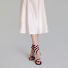 Burgundy Velvet Spiral Strap High Heel Sandals - shopaleena