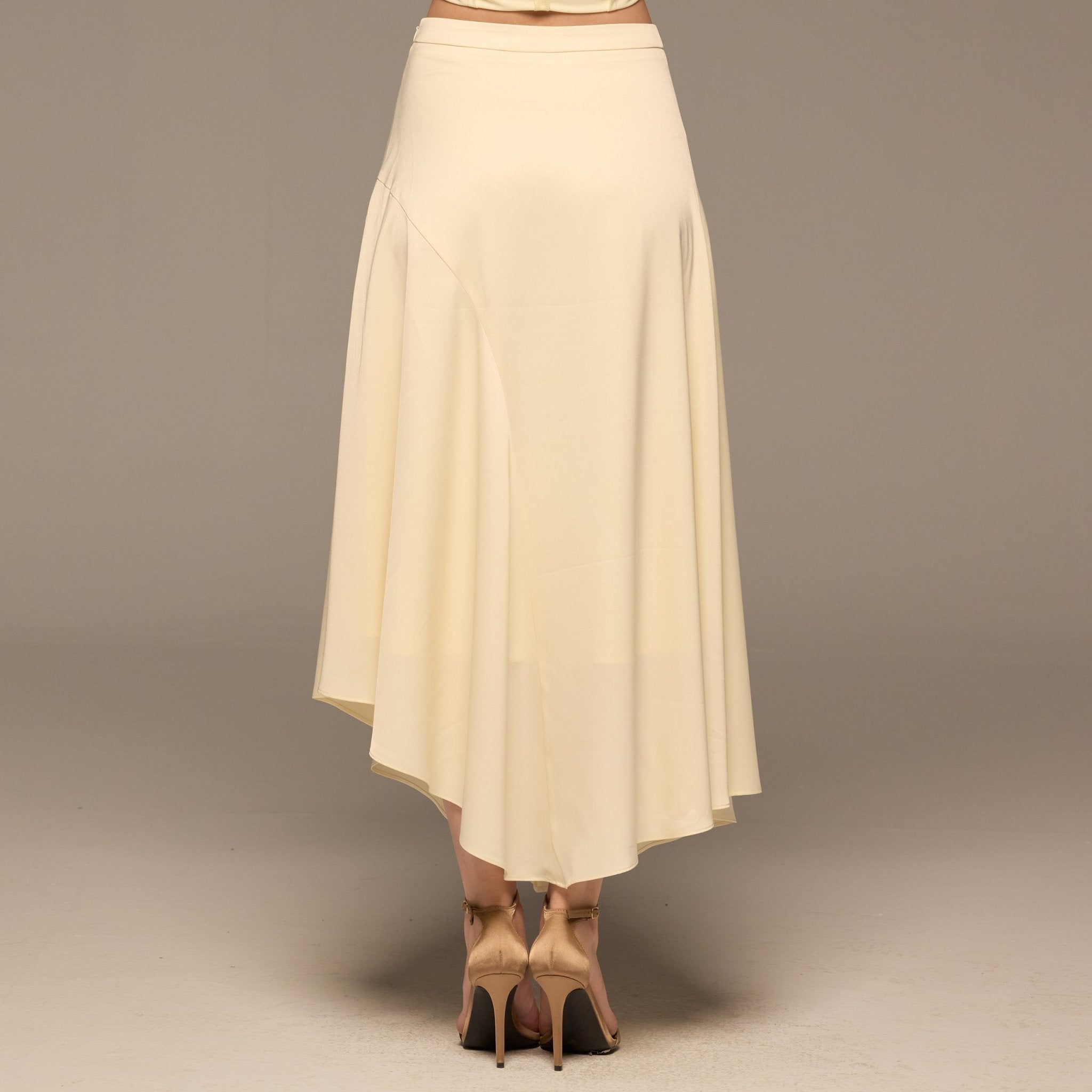 Butter Yellow Flowy Organza Skirt - shopaleena