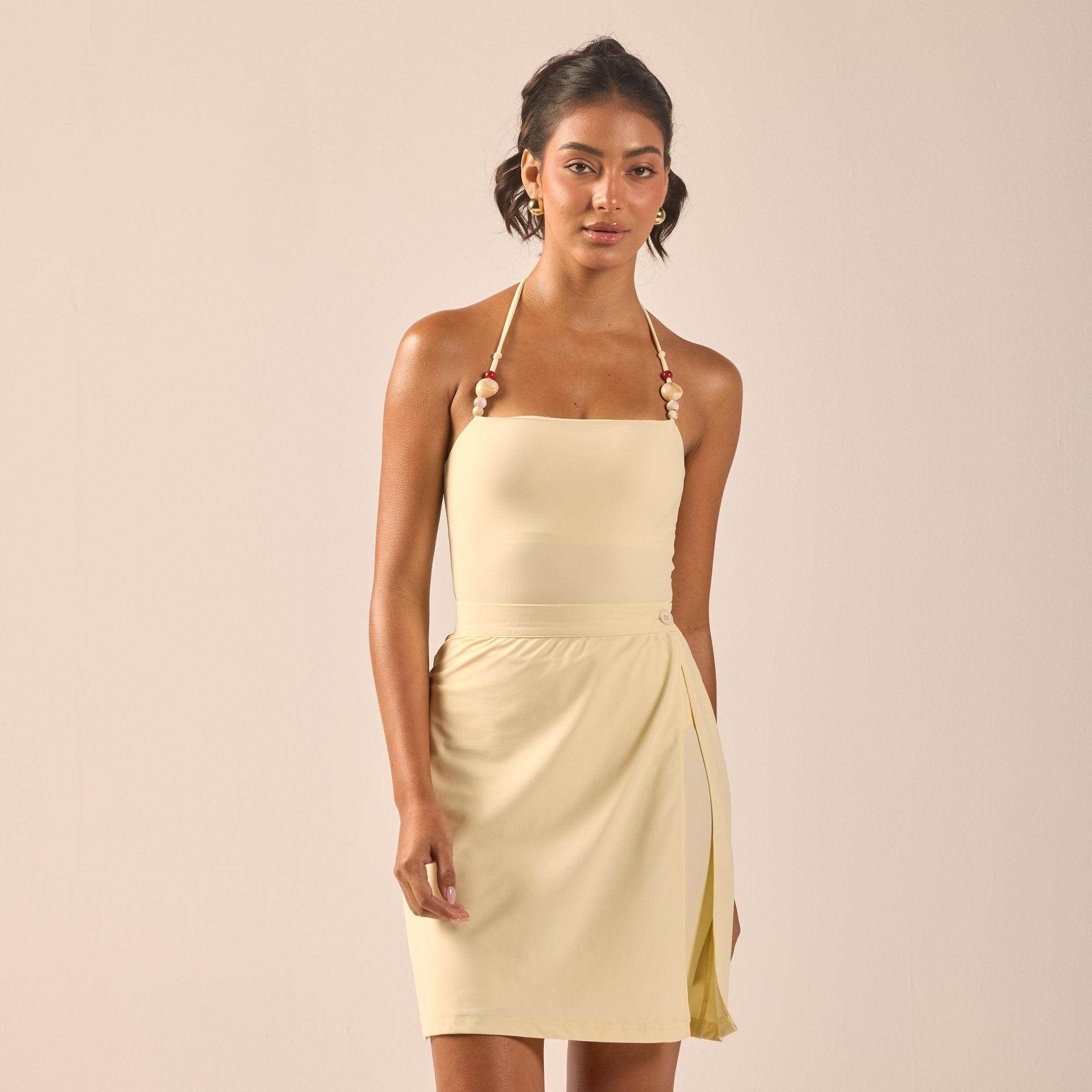 Butter Yellow Straight Swim Skirt - shopaleena
