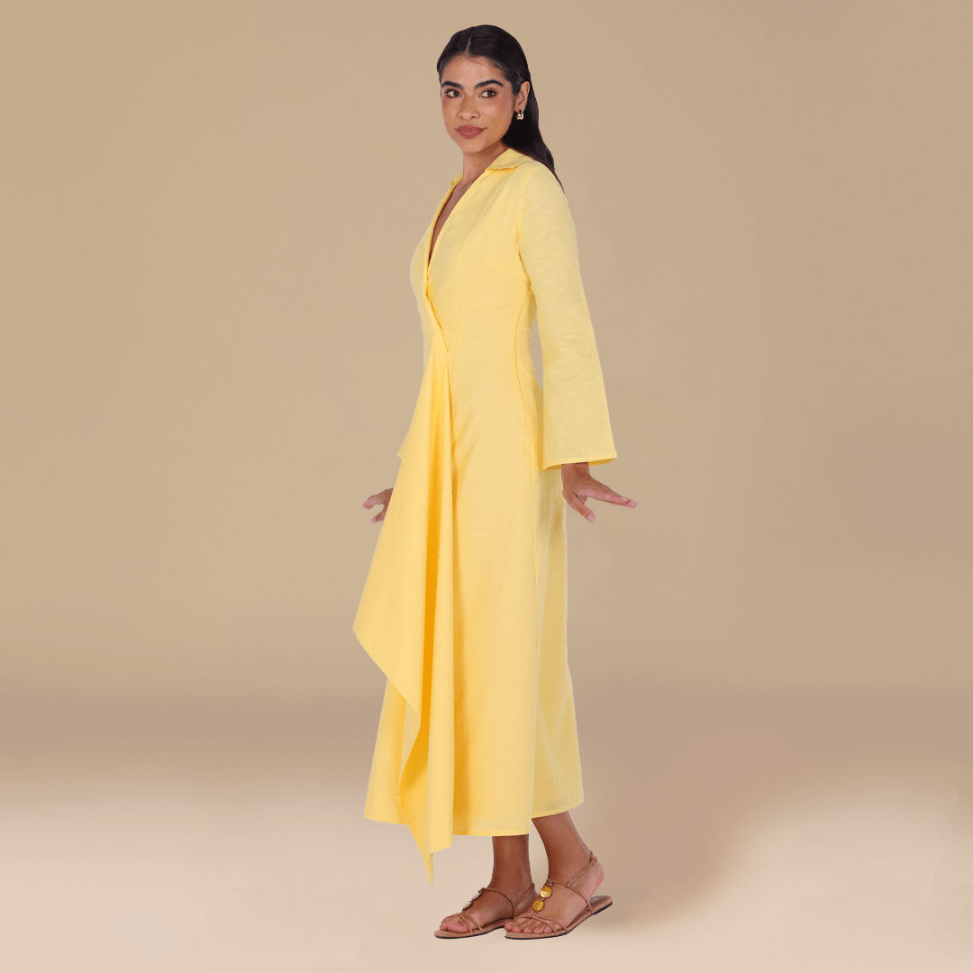 Buttoned Wrap Shirt Dress - shopaleena