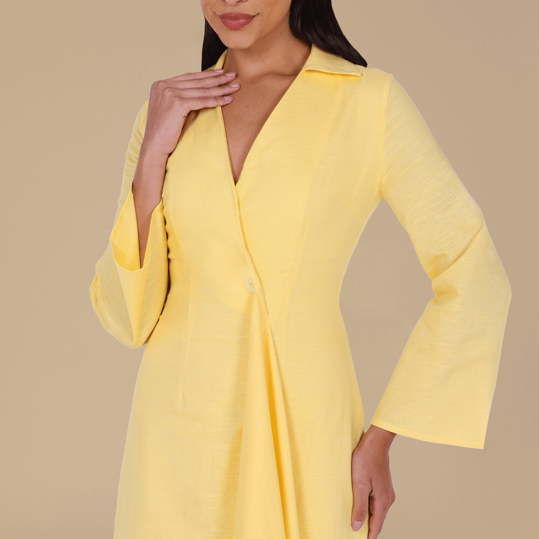 Buttoned Wrap Shirt Dress - shopaleena