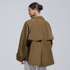 Camel Twill Cape Trench Coat - shopaleena