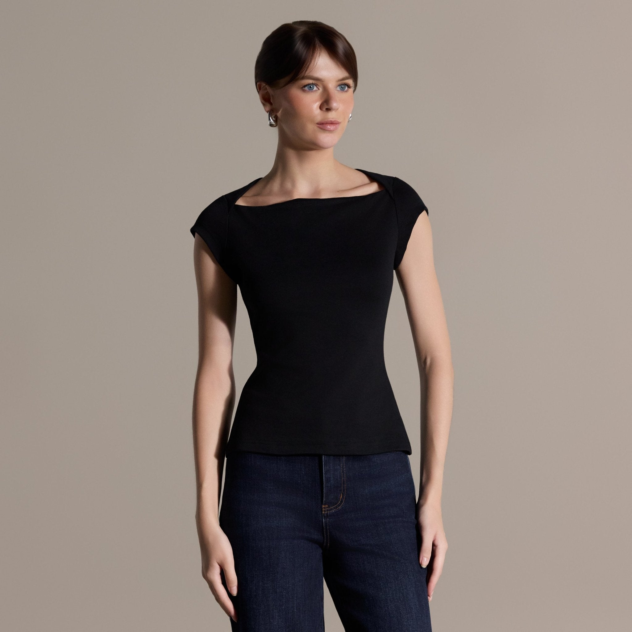 Cap Sleeve Fitted Top - shopaleena