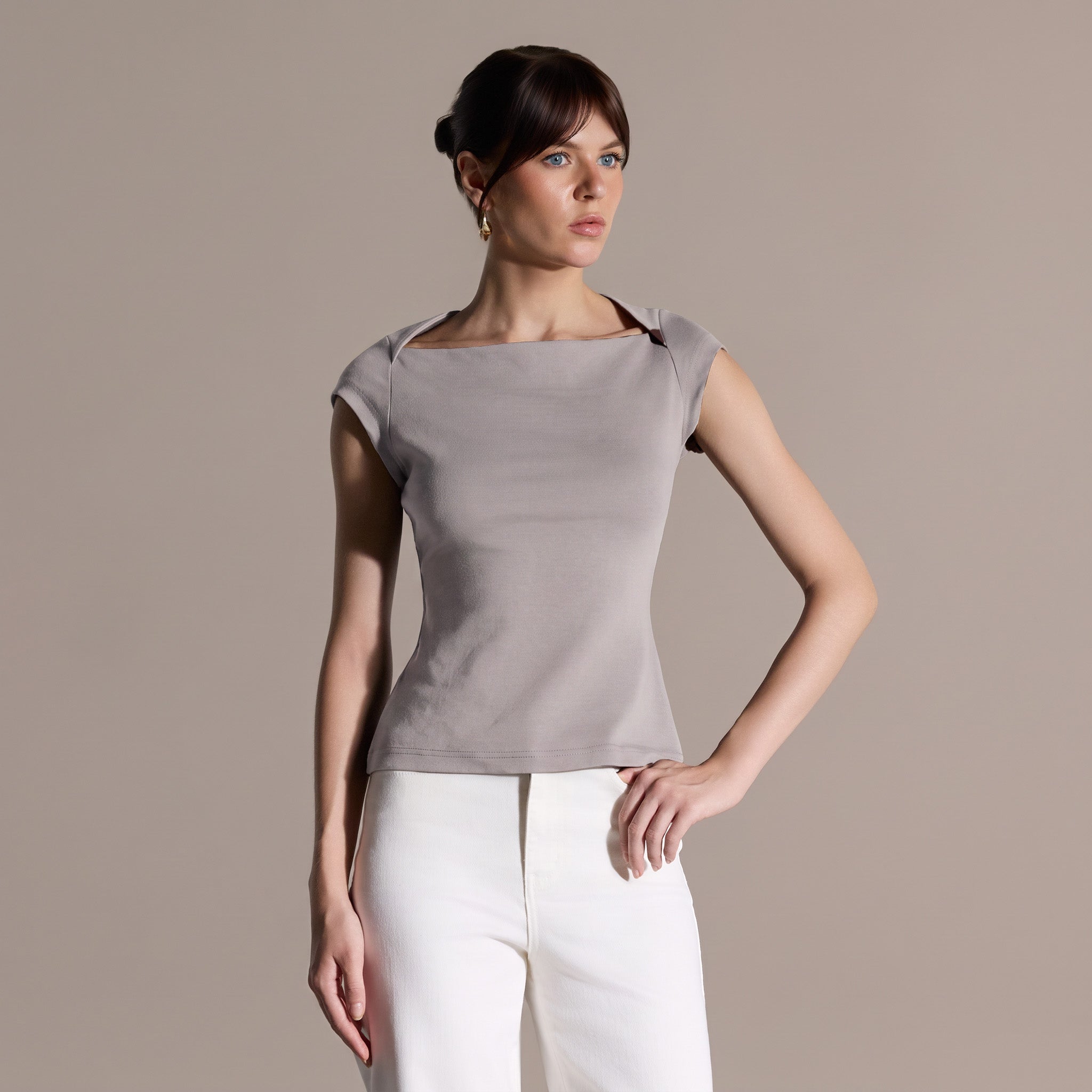 Cap Sleeve Fitted Top - shopaleena