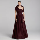 Cape Sleeve Taffeta Gown - shopaleena