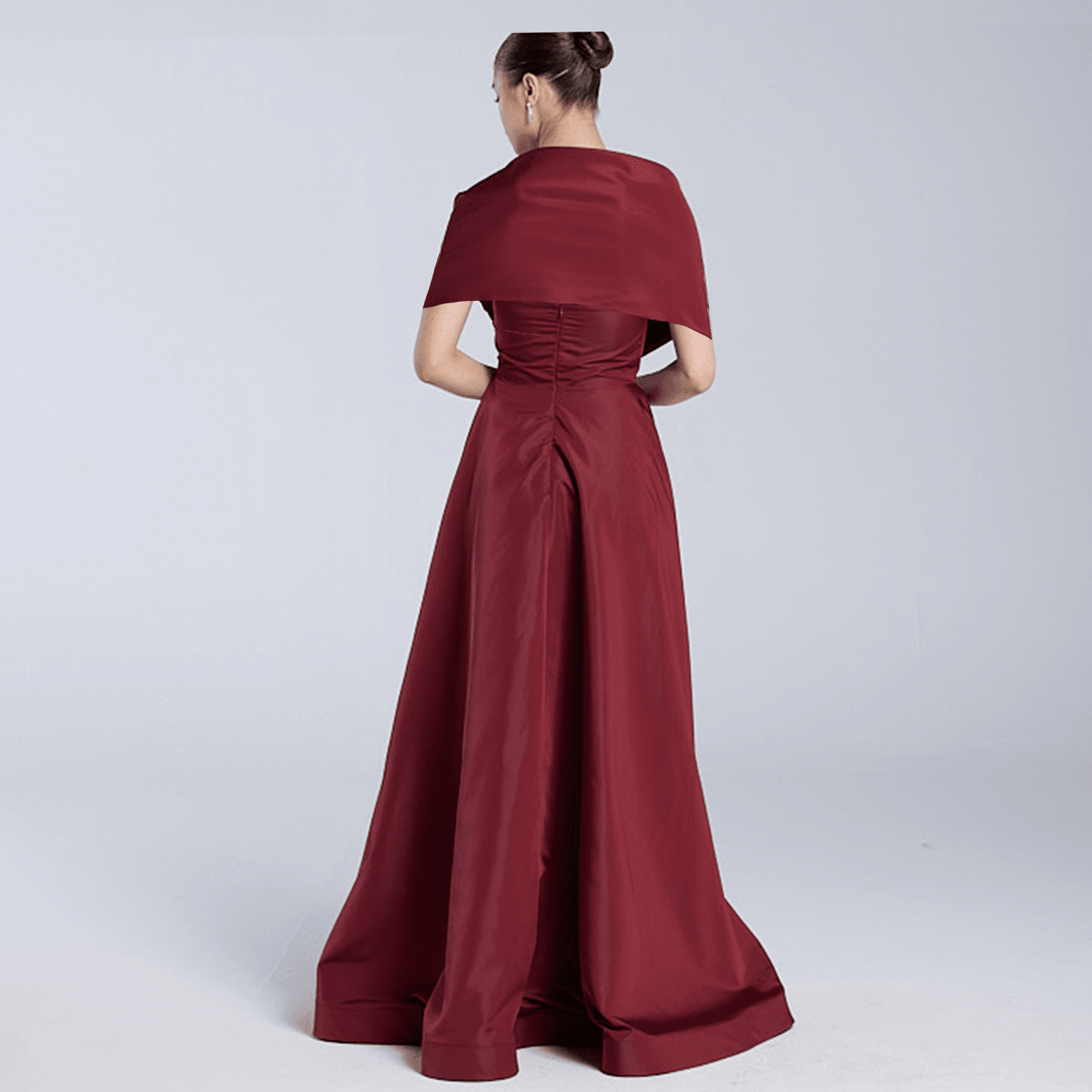 Cape Sleeve Taffeta Gown - shopaleena