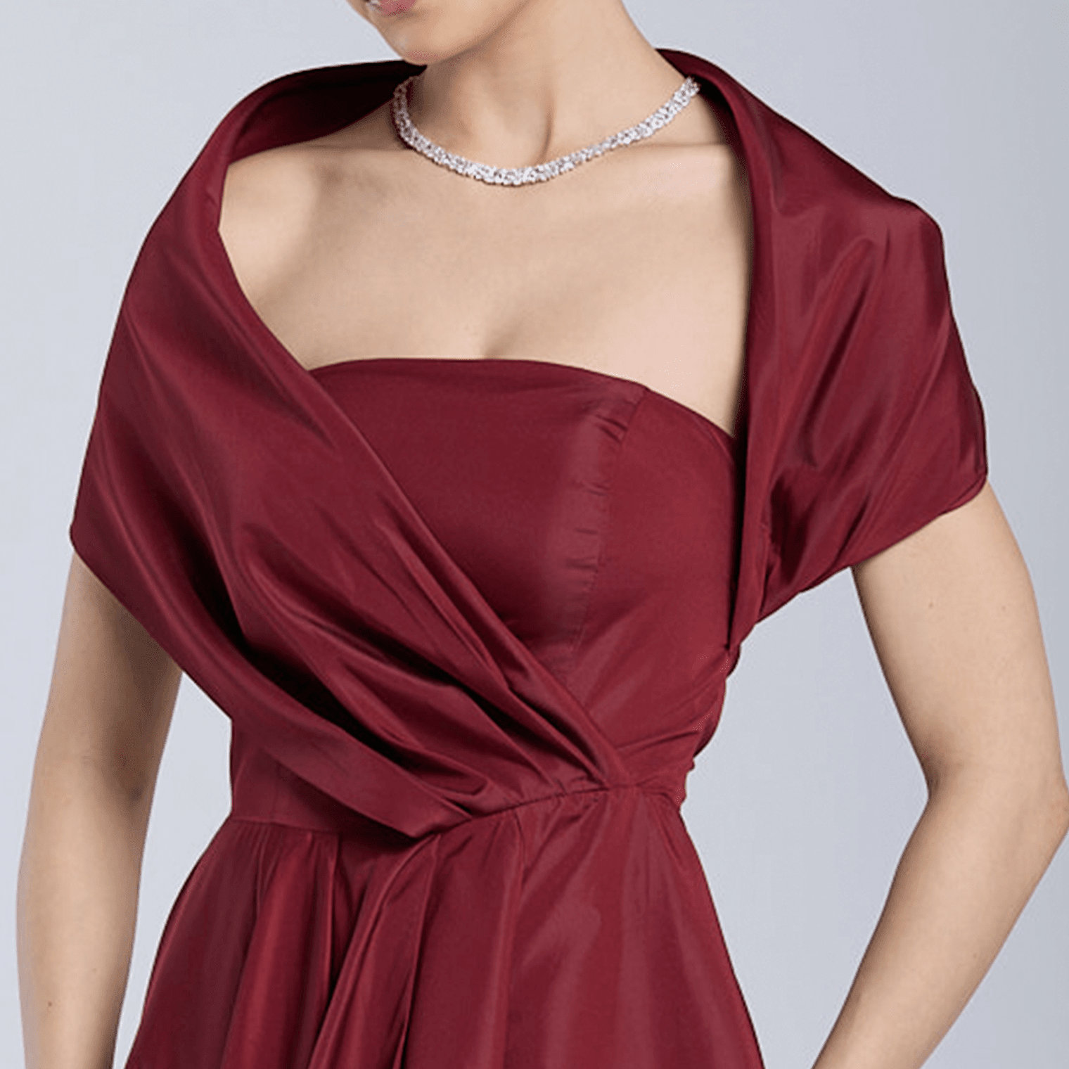 Cape Sleeve Taffeta Gown - shopaleena
