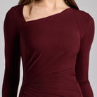 Cherry Red Asymmetric Neck Midi Jersey Dress - shopaleena