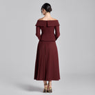 Cherry Red Asymmetric Wool Midi Skirt - shopaleena