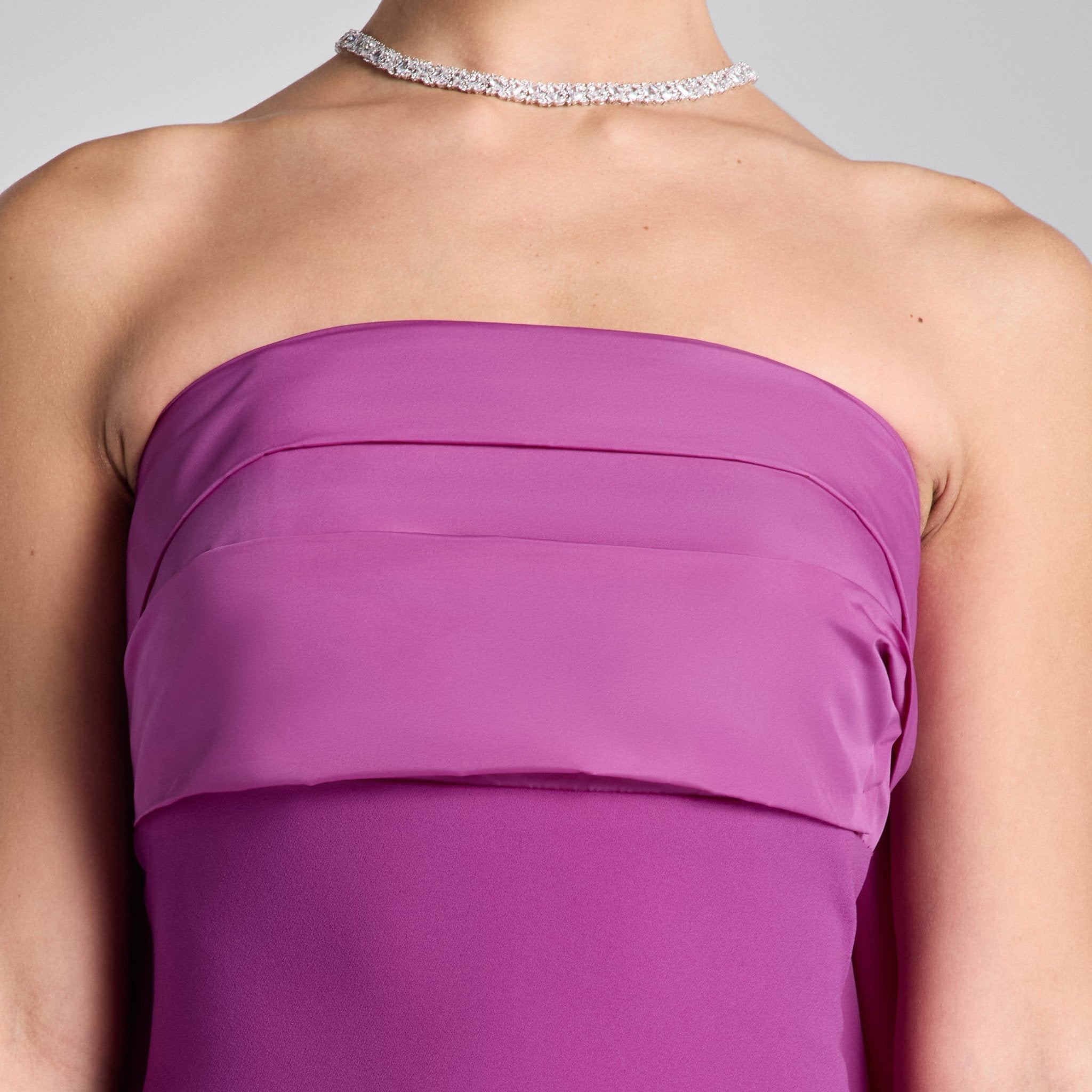 Cherry Red Crepe and Taffeta Strapless Bow Gown - shopaleena