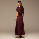 Cherry Red Off - Shoulder Crepe and Satin Maxi Dress - shopaleena