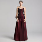 Cherry Red Strapless Ruched Taffeta Gown - shopaleena