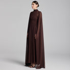 Chiffon High Neck Draped Maxi Dress - shopaleena