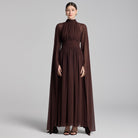 Chiffon High Neck Draped Maxi Dress - shopaleena