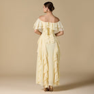 Chiffon Off Shoulder Maxi Dress With Ruffles - shopaleena