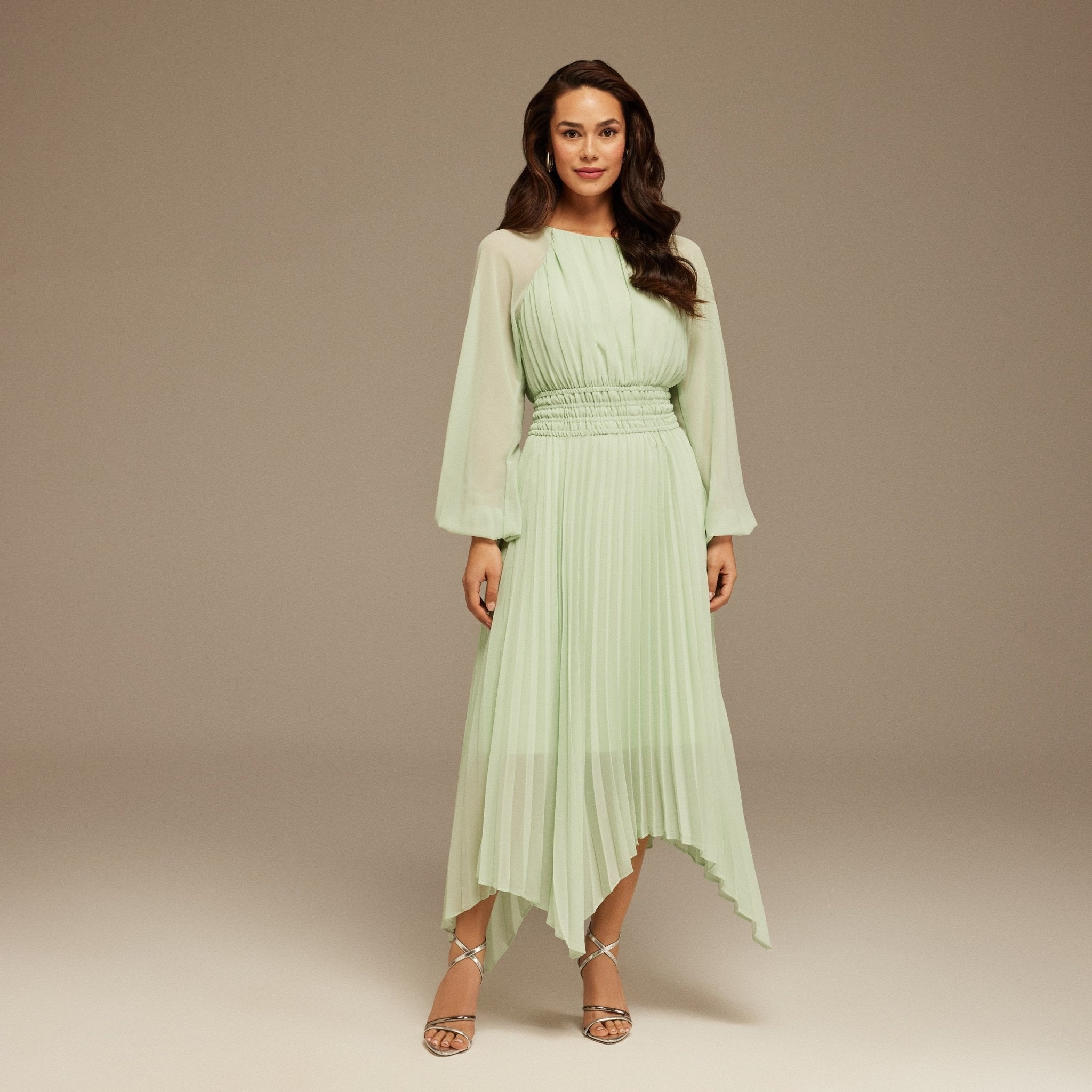 Chiffon Pleated Midi Dress - shopaleena