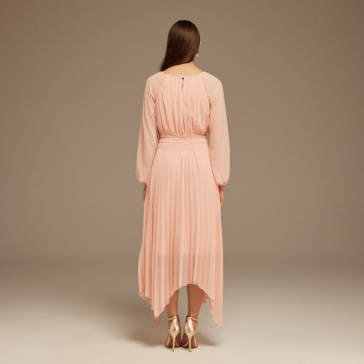 Chiffon Pleated Midi Dress - shopaleena