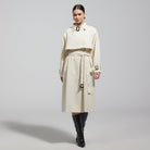 Cloud White High Collar Twill Trench Coat - shopaleena