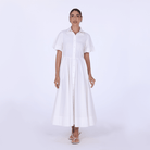 Collard Cotton Long Aline Dress - shopaleena