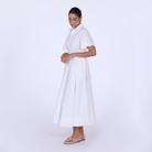 Collard Cotton Long Aline Dress - shopaleena