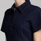 Collared Denim Midi Dress - shopaleena