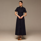 Collared Denim Midi Dress - shopaleena