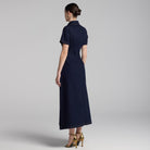 Collared Denim Midi Dress - shopaleena