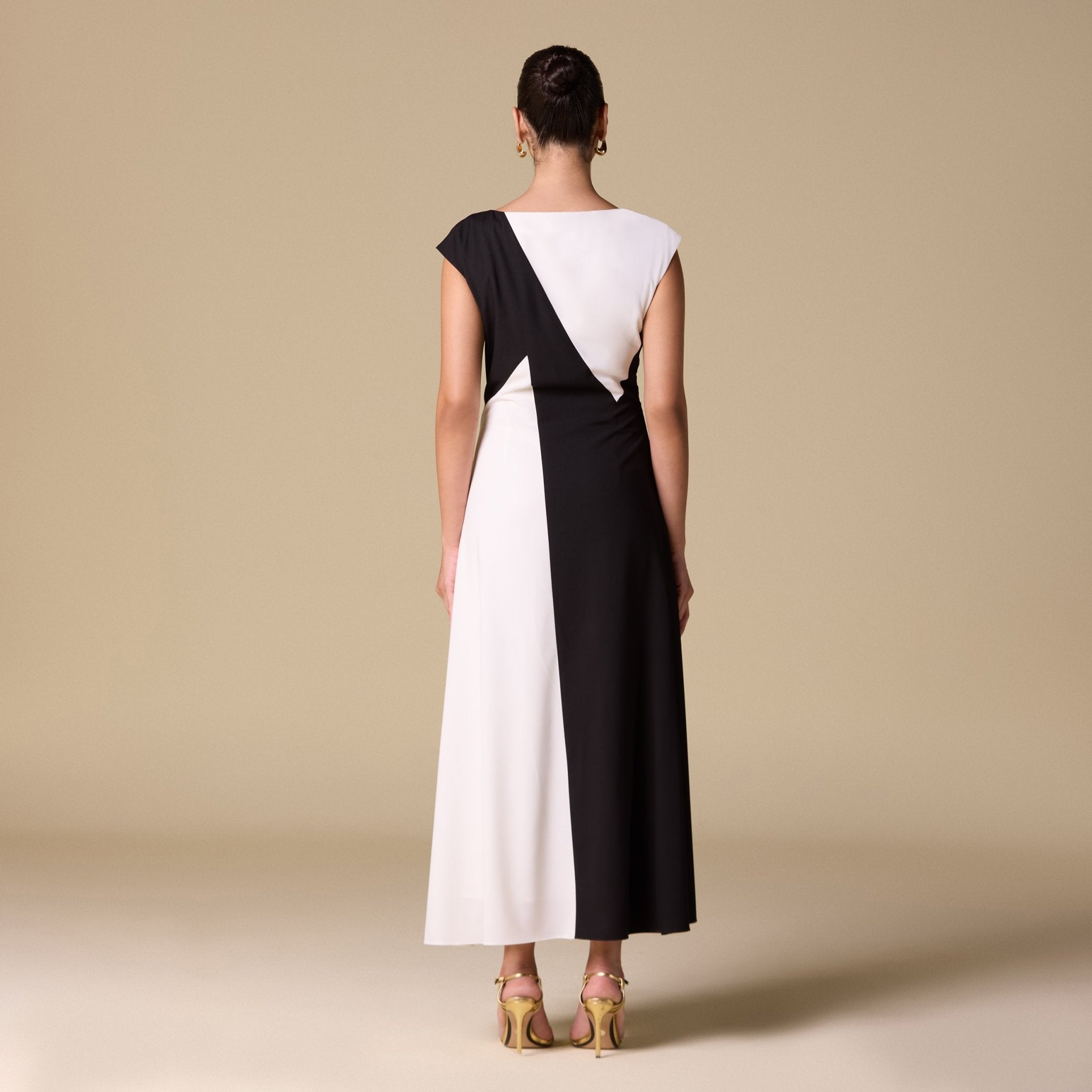 Color Block A - line Midi Dress - shopaleena