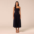 Corset A-line Denim Midi Dress - shopaleena