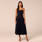 Corset A-line Denim Midi Dress - shopaleena