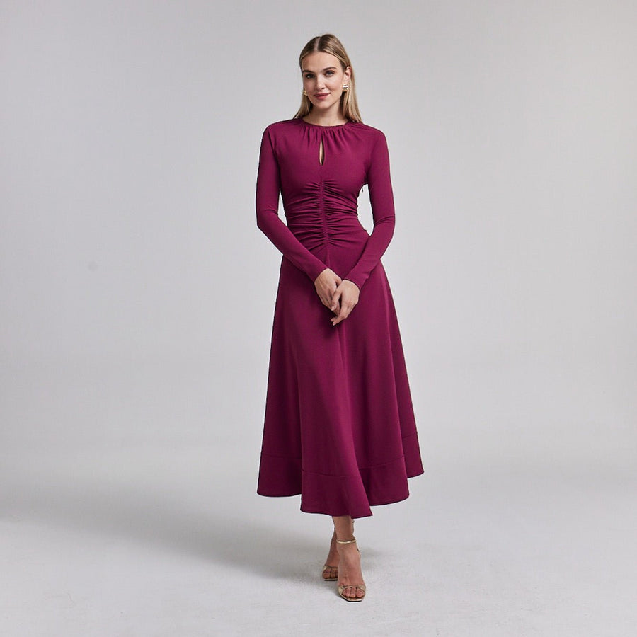 Corset Waist Long Sleeve Dress - shopaleena