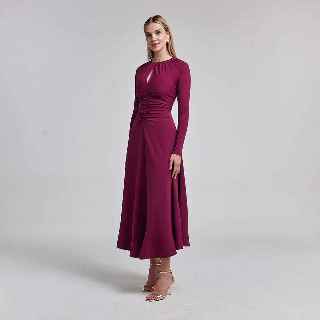 Corset Waist Long Sleeve Dress - shopaleena