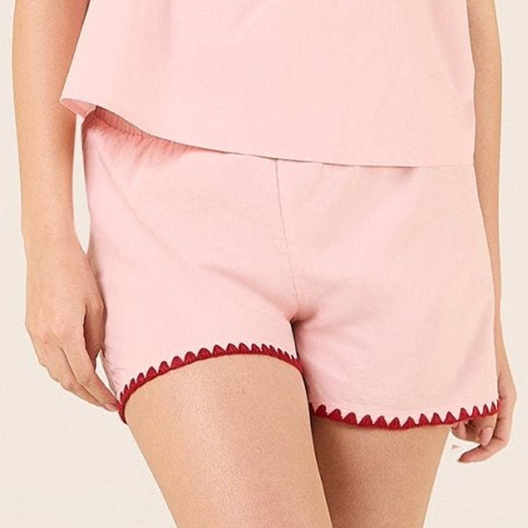 Cotton Blanket Stitch Shorts - shopaleena