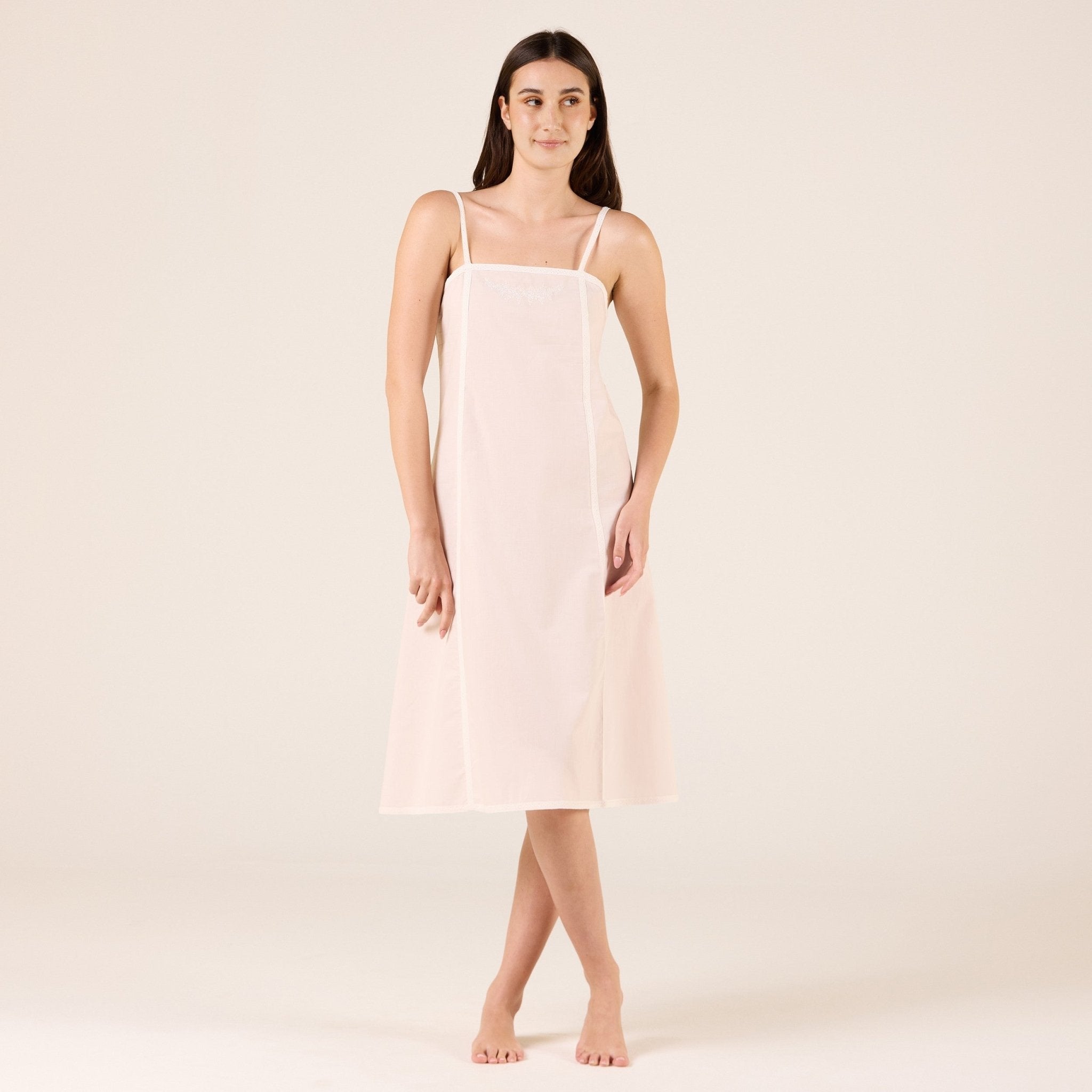 Cotton Crochet Lace Trim Dress - shopaleena