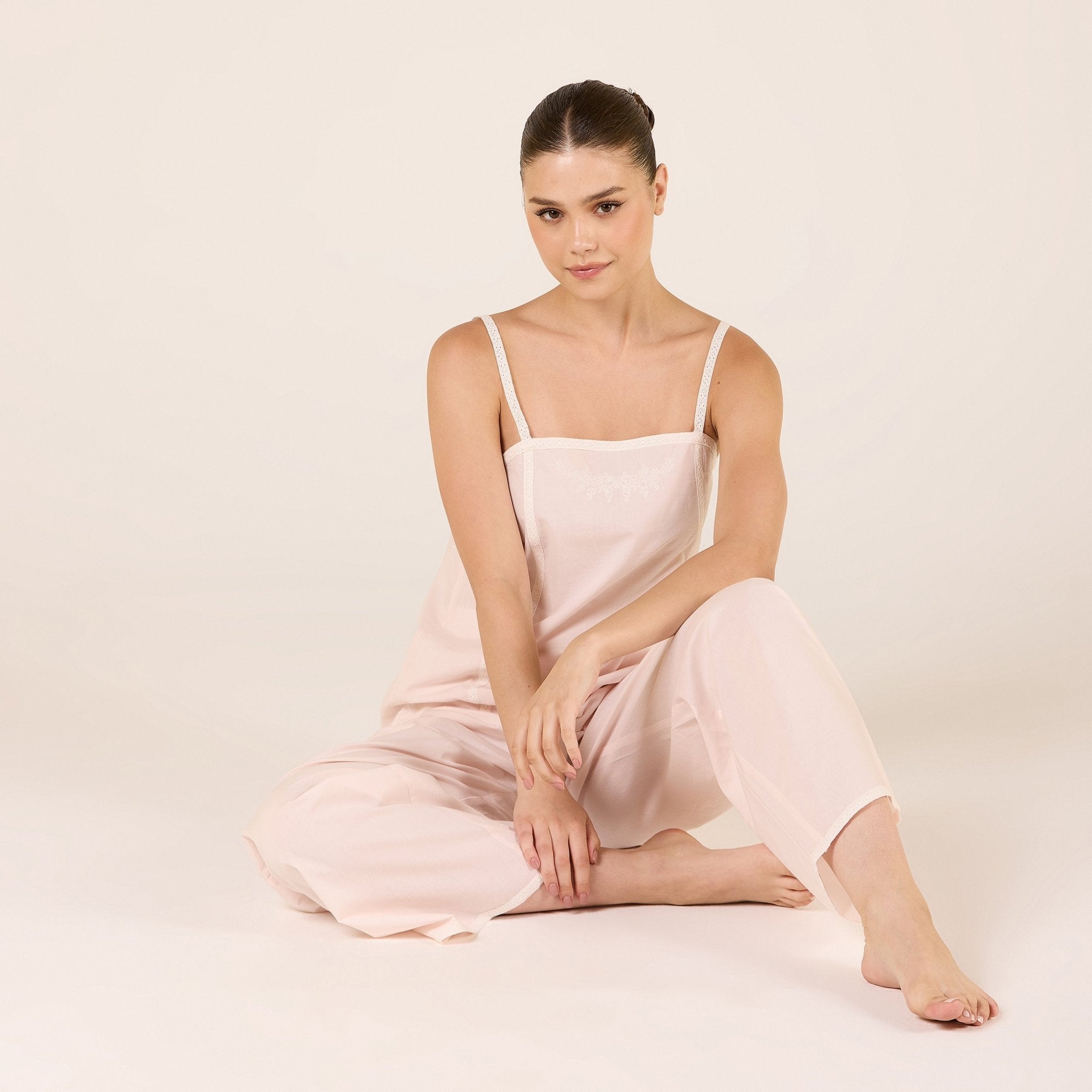 Cotton Crochet Lace Trim Pants - shopaleena