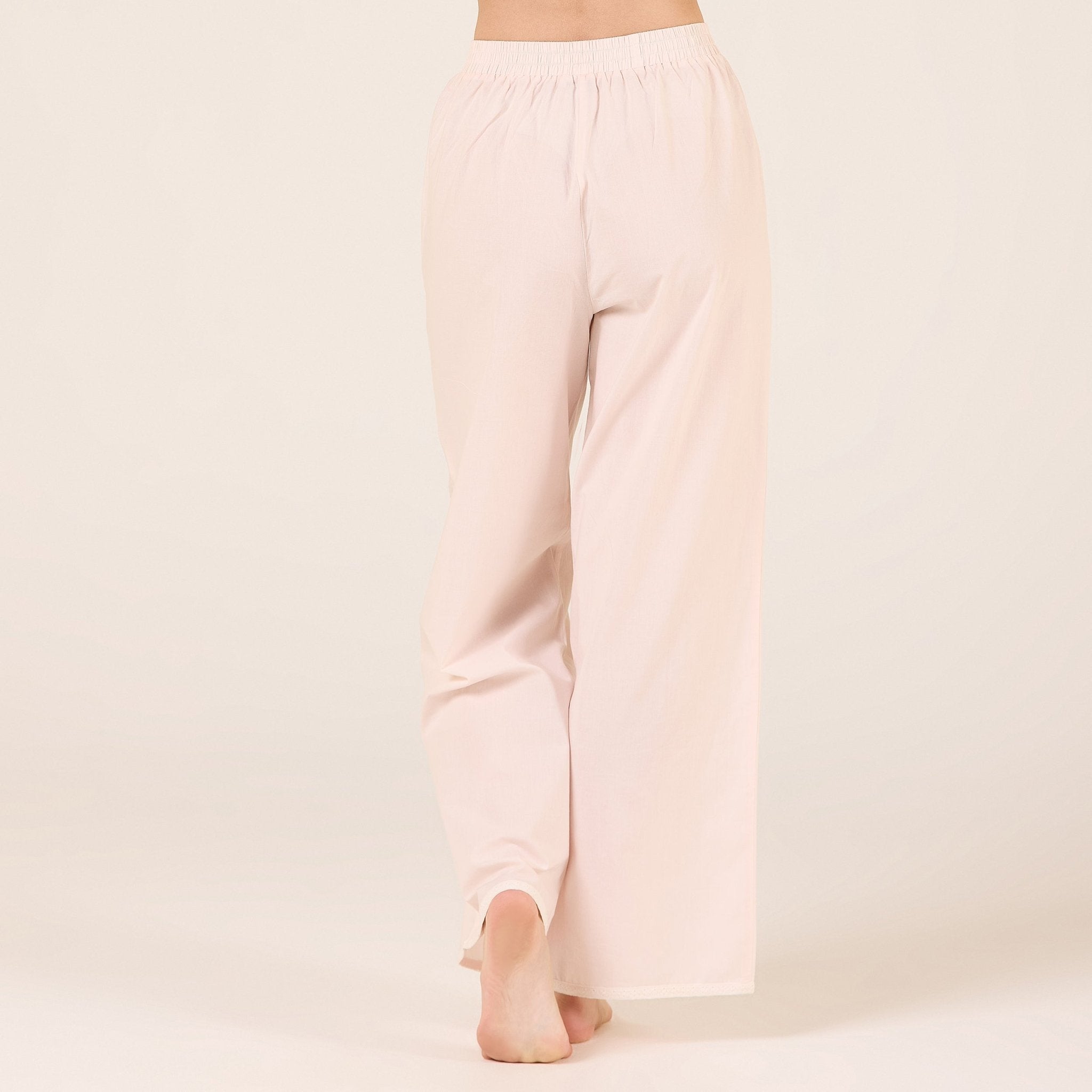 Cotton Crochet Lace Trim Pants - shopaleena