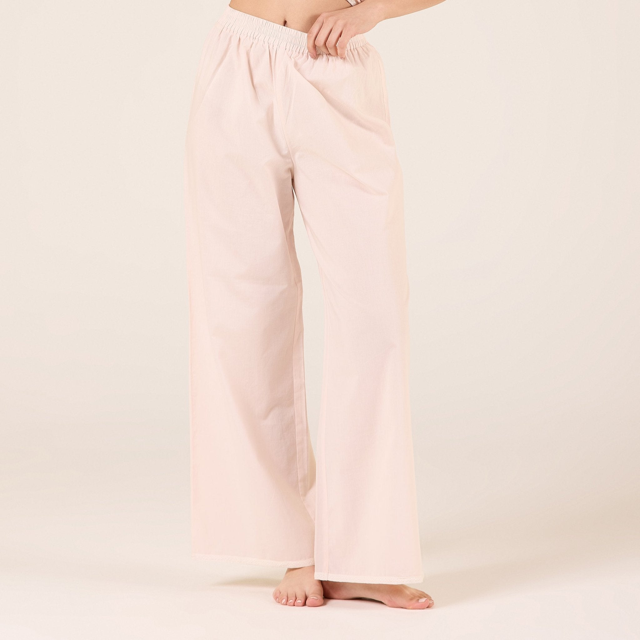 Cotton Crochet Lace Trim Pants - shopaleena