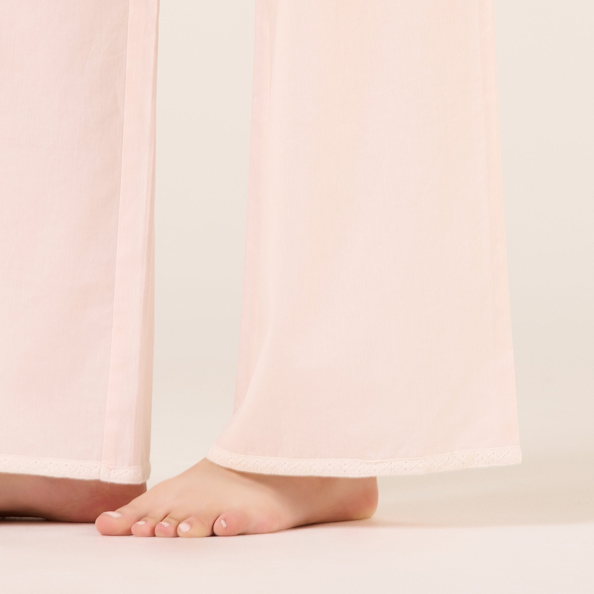 Cotton Crochet Lace Trim Pants - shopaleena