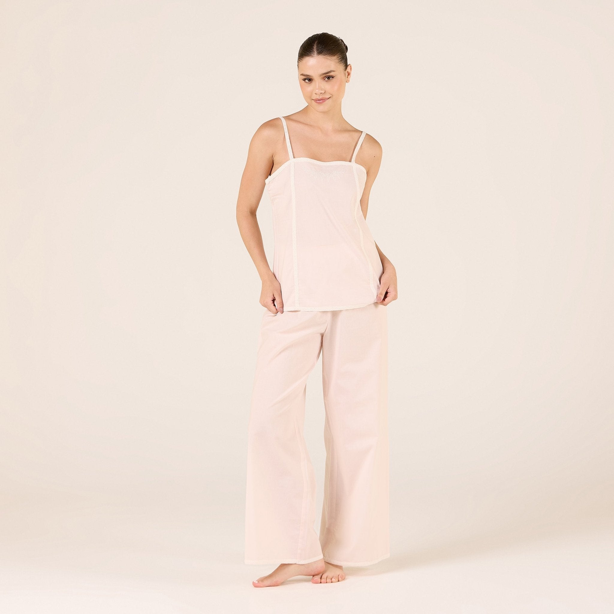 Cotton Crochet Lace Trim Pants - shopaleena